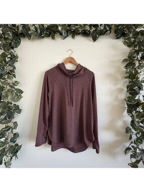 Athleta Athletic Uptempo II Hoodie Sweatshirt Heathered Brown Size L